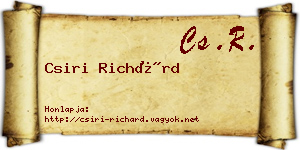 Csiri Richárd névjegykártya